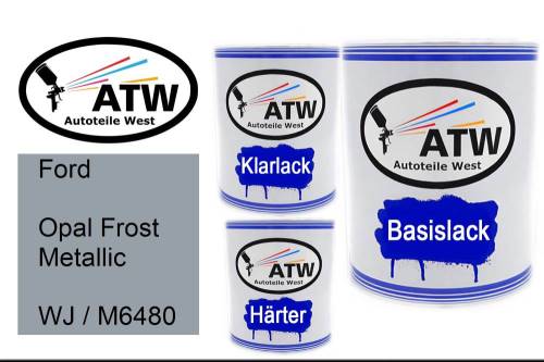 Ford, Opal Frost Metallic, WJ / M6480: 1L Lackdose + 1L Klarlack + 500ml Härter - Set, von ATW Autoteile West.